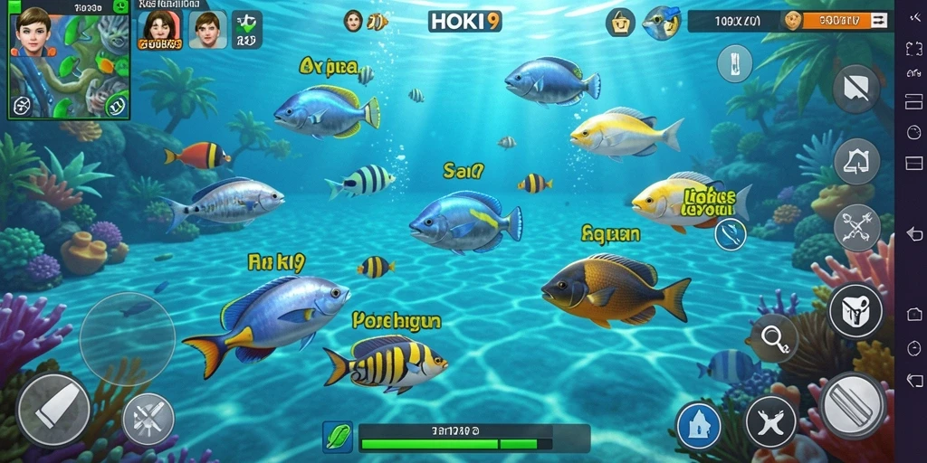 Tampilan gameplay HOKI9 yang seru dengan berbagai jenis ikan.