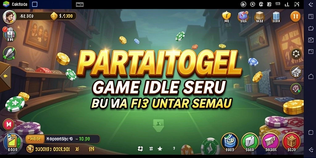 Screenshot gameplay PARTAITOGEL menampilkan karakter yang aktif dan elemen idle yang menarik.